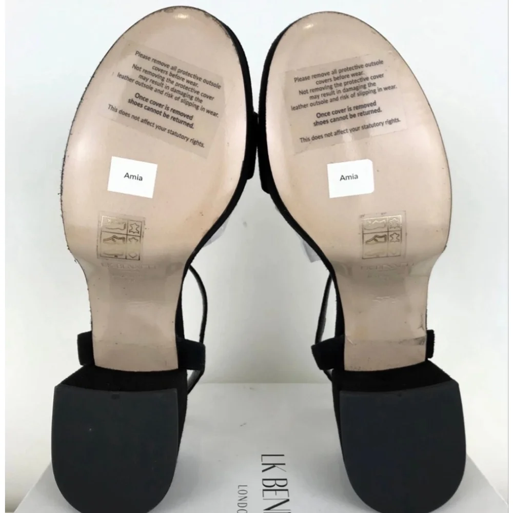 NWT Women's L.K.Bennett Amia Black Suede Low Platform Sandals 39/9